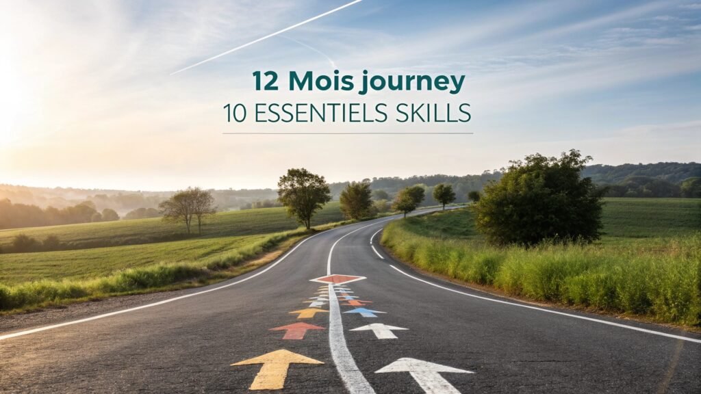 "Plan de développement progressif sur 12 mois pour maîtriser les 10 compétences essentielles de l'entrepreneur digital"