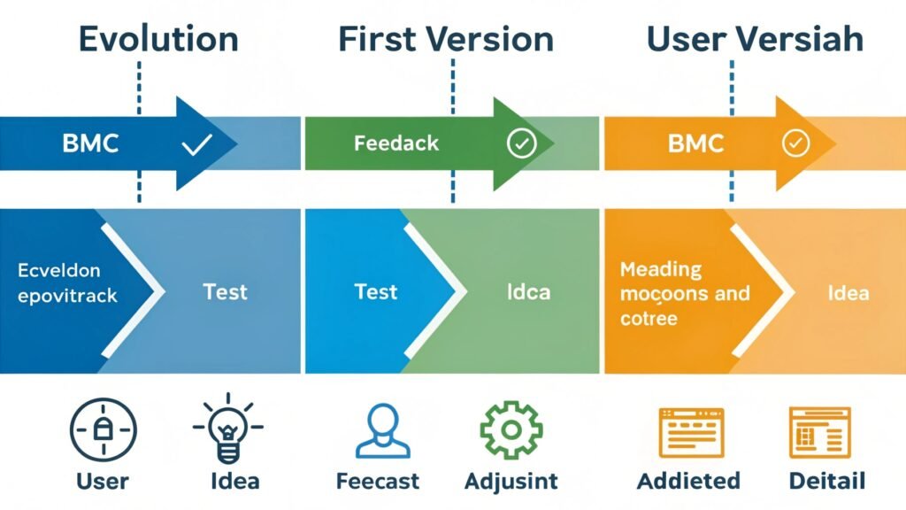 Processus d’itération et de pivot sur le Business Model Canvas.