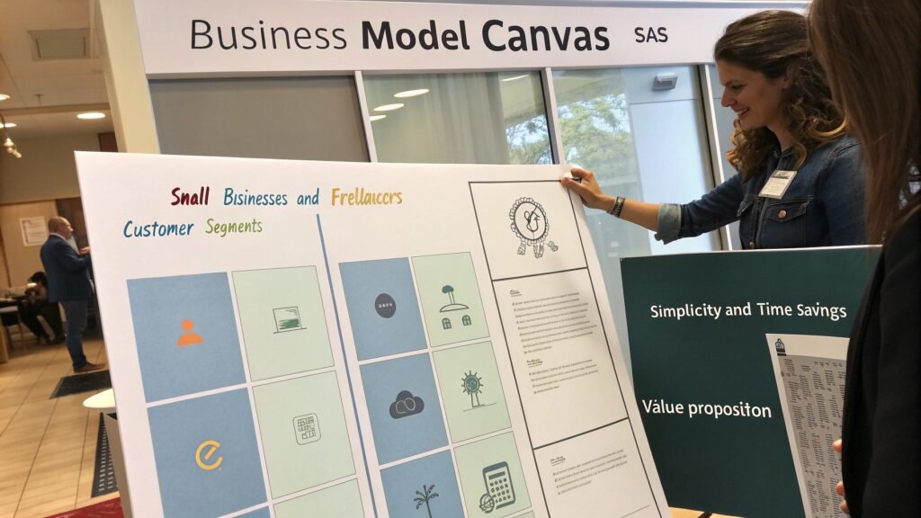 Exemple de Business Model Canvas complété pour une entreprise SaaS.